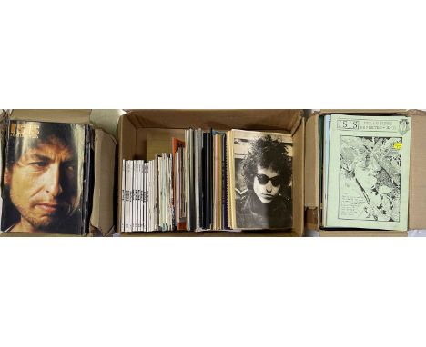 Approx 270 assorted mostly Bob Dylan-focused publications to inc a seemingly complete run of Isis, others inc The Bridge.