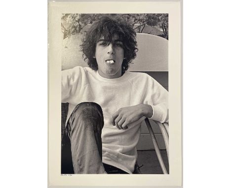 A high-quality print from the original negative of an image by Baron Wolman depicting Syd Barrett at the Casa Madrona Hotel, 