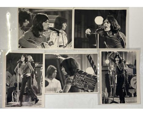 Five vintage prints (c 16x12") each with scenes depicting The Rolling Stones from the filming of 'Rock N Roll Circus' (1968) 
