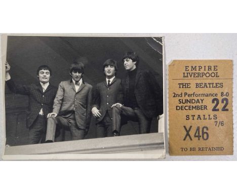 An original ticket stub (4x6.2cm) for The Beatles' concert at the Liverpool Empire, Dec 22nd 1963. Also a c 1960s likely fan 