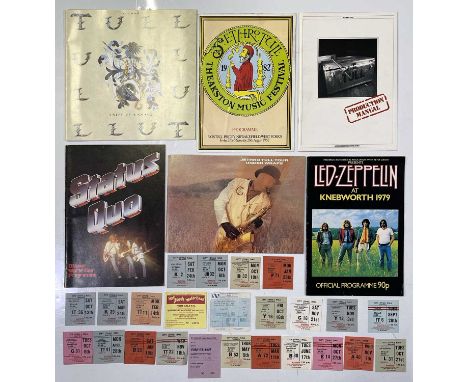 Six concert programmes c 1970s to inc Led Zeppelin Knebworth 1979, all others with ticket stubs stapled to first page (inc Je