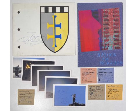 Excellent selection of c 1980s autographed items to inc: Talk Talk 1982 ticket fully signed, Simple Minds ticket signed by Ji