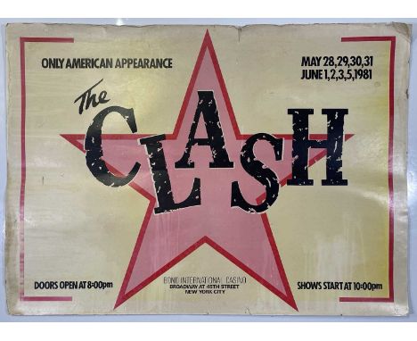 An original poster advertising The Clash at Bonds Casino, NYC in May and June 1981. Measures approx 140 x 101cm. Greater part