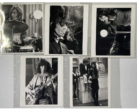 Five vintage prints (c 12 x 10") each with scenes depicting The Rolling Stones from the filming of 'Rock N Roll Circus' (1968
