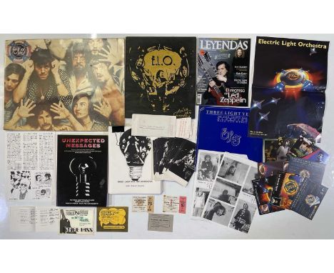 ELO Memorabilia Collection, most 1970’s, including UA ELO promo poster board 1975, rare 382-page book “Unexpected Messages” b