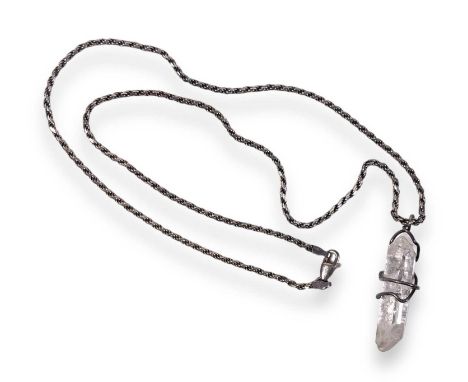 A hexagonal quartz crystal (approx 3cm long) on a silver-coloured chain, owned and worn by Jimi Hendrix. With 2003 letter of 
