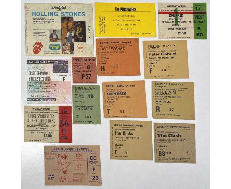Good selection of 14 ticket stubs to inc: Clash Lyceum 1981, Clash Apollo Manchester 1981, Rolling Stones in Naples 1982, Gen