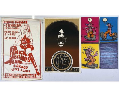 Three c 1970s posters to inc: Mick Abrahams Band at Hendon Tech College (22.5x35", print or design by 'Parthenogenesis'), Dav