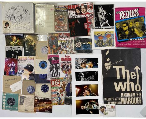 Music memorabilia to inc: unopened Ronnie Wood 'Whatever It Takes' charity canvas print, signed items inc Sandie Shaw, four p