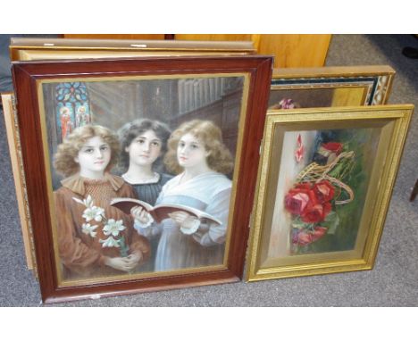 A.Gaskell (early 20th century school) still life observational study of flowers oil on canvas, framed; various early/mid 20th
