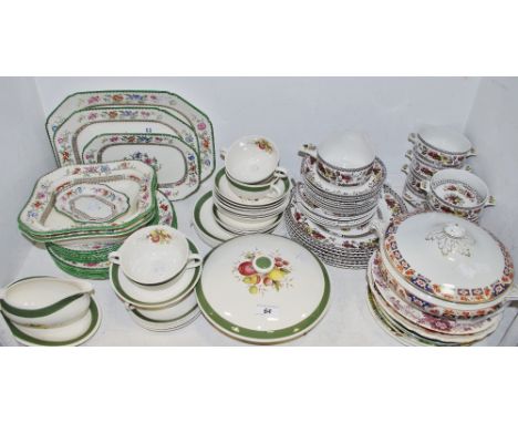 A Crown Ducal Nordic Citrus pattern part dinner service, including soup dishes, cereal dishes, plates, sauce boat on stand, v