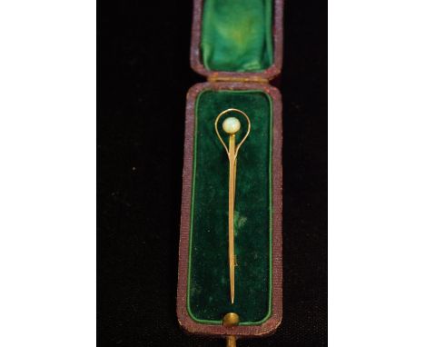 A 9ct gold and opal brooch pin, original case 2g gross