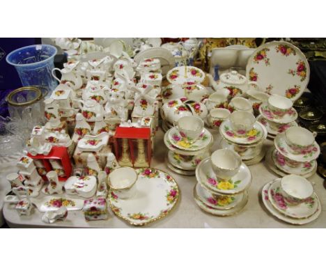 A large qty of fine bone china Rose Cottage pattern including condiment sets, plates, cups and saucers, cake stand, etc QTY