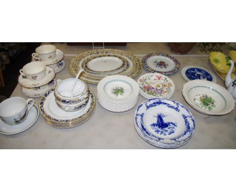 Ceramics - Wedgwood soup bowls and dishes; Delph soup bowls; Booths dinnerware including meat plates and vegetable tureens; o