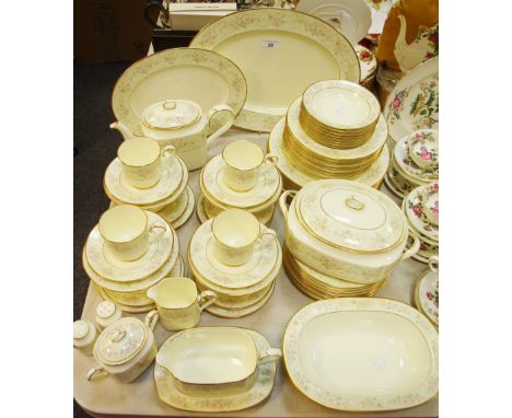 A Willowbrook Noritake dinner and coffee service for 8, comprising dinner plates, side plates, dessert plates, graduated serv