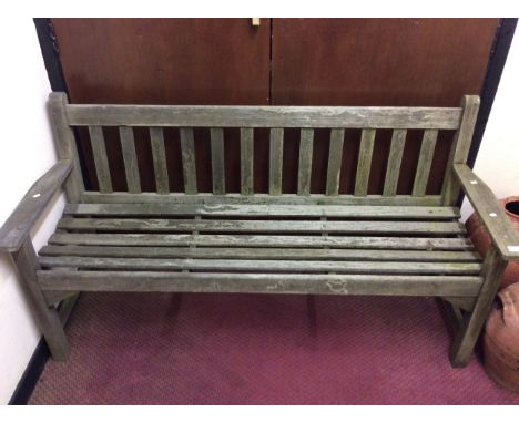 A large wooden bench