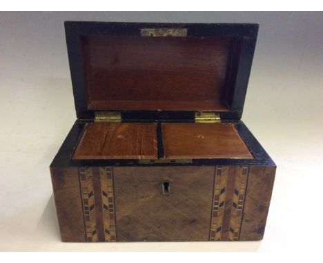 Victorian inlaid mahogany tea caddy.