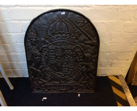 A reproduction cast iron British coat of arms.