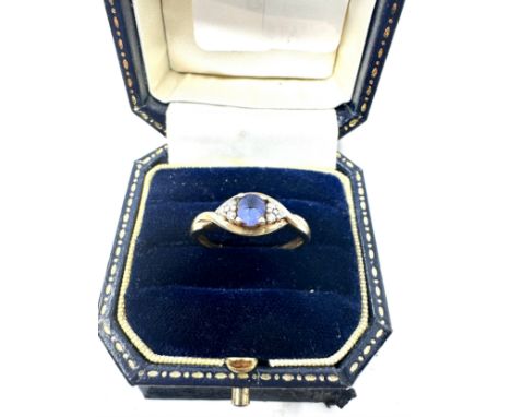 9ct gold vintage diamond &amp; tanzanite dress ring (2.7g) 