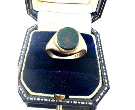 9ct gold vintage bloodstone signet ring (3.6g) 