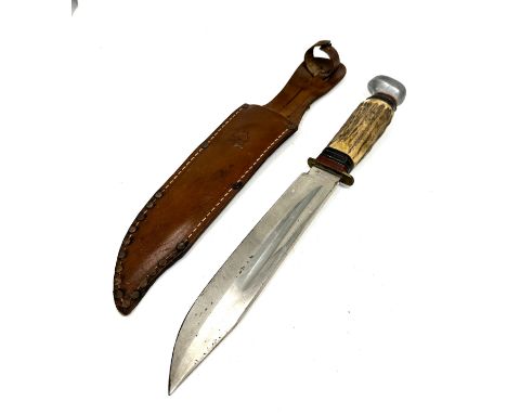 Vintage Puma solingen Bowie knife &amp; leather scabbard 