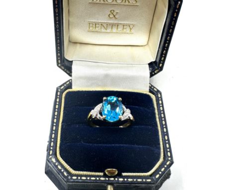 9ct gold diamond &amp; topaz dress ring (2.7g) 