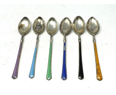Silver &amp; enamel tea spoons enamel wear 
