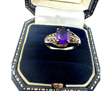 9ct gold vintage amethyst ring (1.4g) 