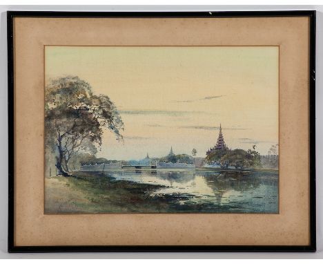 M THEIN PE,
CHINESE RIVER 
watercolour, signed and dated 1937
27cm x 37cm
Mounted, framed and under glass 