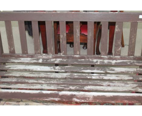 STAINED WOOD GARDEN BENCH
121cm long, 83.5cm high