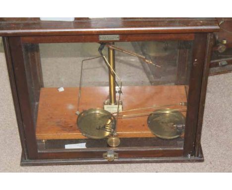 TWO SETS OF POST OFFICE SCALES
both in mahogany and glass cases 