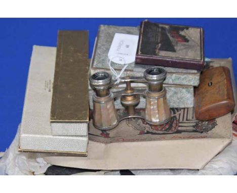 GROUP OF LADY'S PURSES
along with opera glasses, snuff box, etc