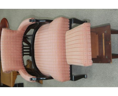 PINK UPHOLSTERED BEDROOM CHAIR 
with matching stool