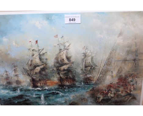 David Cartwright, signed Limited Edition print ' Battle of Cape St. Vincent ', No. 720 of 80, together with a mahogany framed