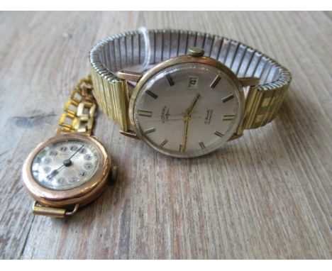 Gentleman's 9ct gold cased Rotary wristwatch, the silvered dial with baton numerals, sweep seconds hand and date aperture on 