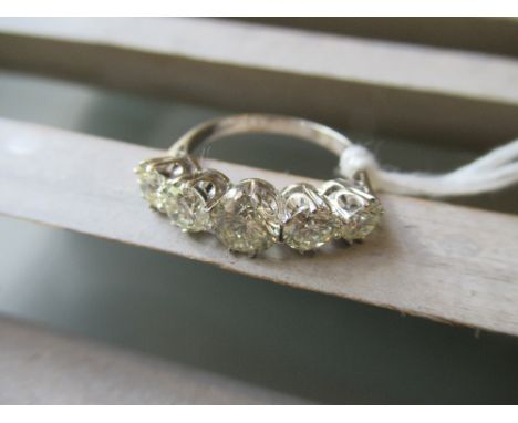 18ct White gold five stone graduated brilliant cut diamond ring, approximately 1.87ctsA fairly modern ring in excellent condi