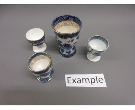 Collection of 19th and 20th Century blue and white transfer printed eggcups by Minton, Worcester, Wedgwood, Copeland and othe