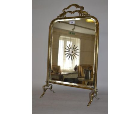 19th Century brass framed mirror inset firescreen 