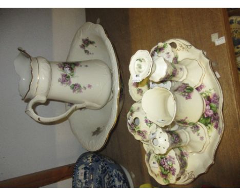 Early 20th Century English pottery floral decorated jug and basin set 
