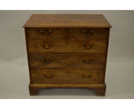 George III mahogany straight front chest, the moulded top above two short and three long drawers with brass swan neck handles