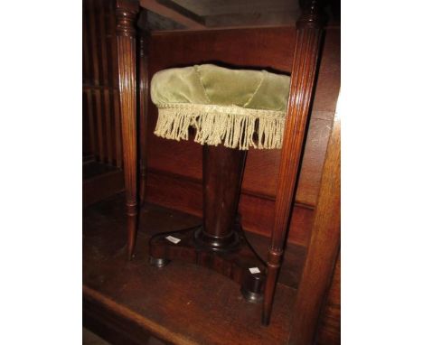 Victorian rosewood adjustable seat piano stool on turned tapering column and tripod support 