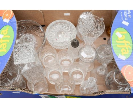 A collection cut glass to include decanter, vases, bowls, pickle jars etc (1 box)