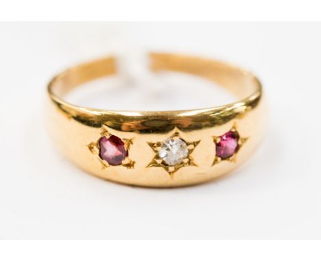 An 18ct gold ruby and diamond ring 3.8g approx.