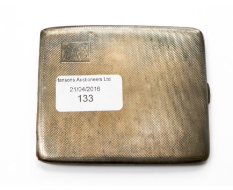 A silver cigarette case, weighing approx. 3.42ozt.,  gilt lined and engine turned, hallmarked Birmingham 1941