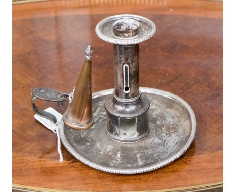 A Mathew Boulton Sheffield plate chamber stick, circa 1800, (George III)