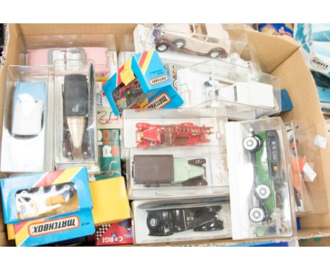 A good box of boxed vehicles, including Matchbox, M.A.N, Solido etc