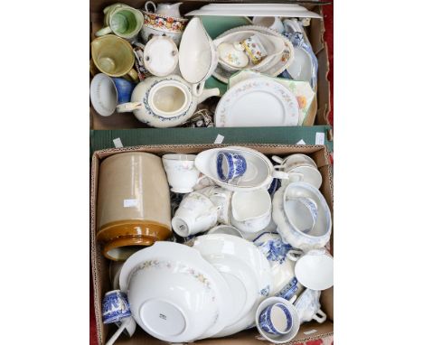 Two boxes of Victorian and later ceramics, to include Ashworth Bros, Cauldon etc.,  Mayfair part dinner service