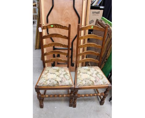 A set of four ash ladder back chairs, 20th Century, ***TO BE SOLD WITH OUT SEAT CUSHIONS***