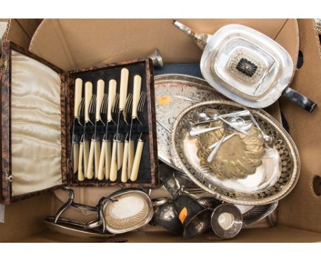 A three piece Viners tea service boxed cutlery etc 