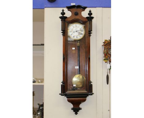 A Vienna double weight wall clock, circa 1880 (missing one weight) 